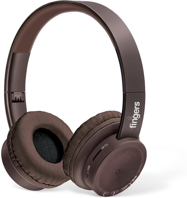 fingers Rock-N-Roll H2 Bluetooth Headset with Mic(Choco Brown, Over the Ear)
