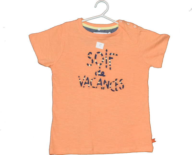 cadet rousselle Boys Self Design Pure Cotton T Shirt(Orange, Pack of 1)