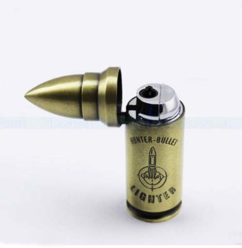 daylfonos Bullet Single Hunter Jet Flame Cigarette Cigar Bullet Single Hunter Jet Flame Cigarette Cigar Pocket Lighter(Golden)