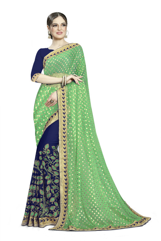 serona fabrics Embroidered Fashion Georgette Saree(Green)