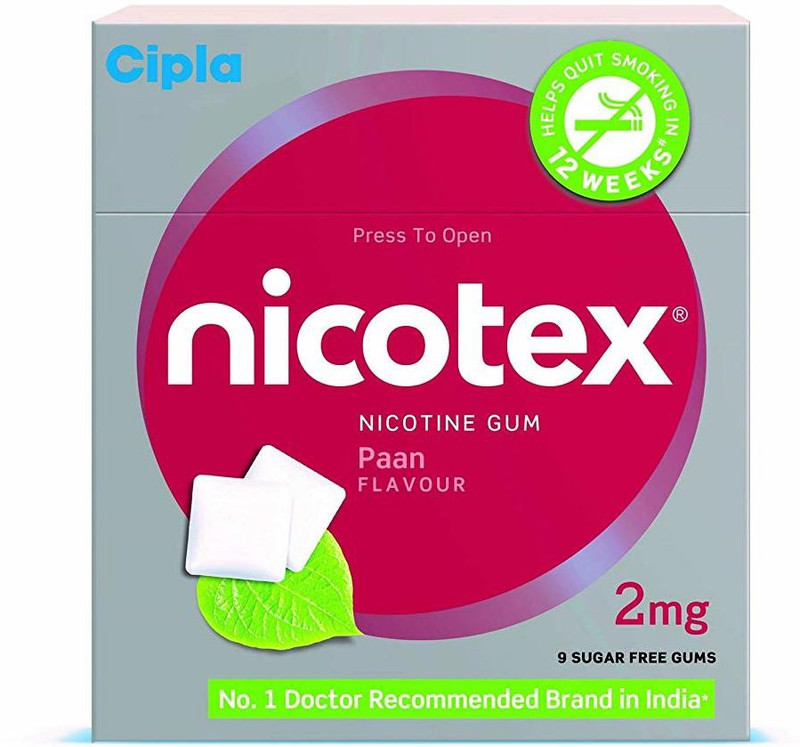 nicotex Nicotine Gum - 2 mg (9 pcs, pack of 10, Paan Flavour ) 24 hour patch Smoking Patch(Pack of 10)