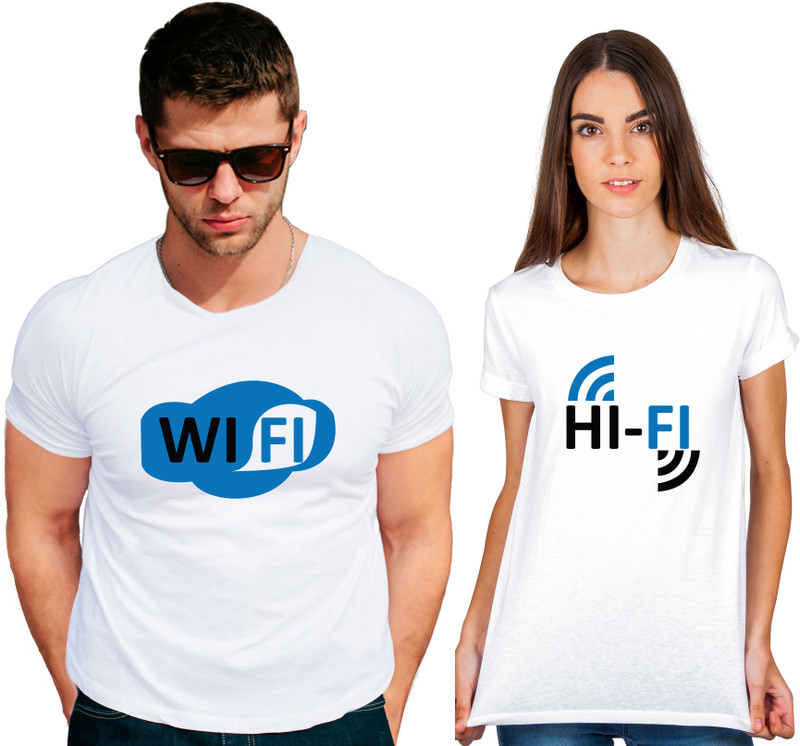 osw fabrics Graphic Print Men & Women Round Neck White T-Shirt(Pack of 2)