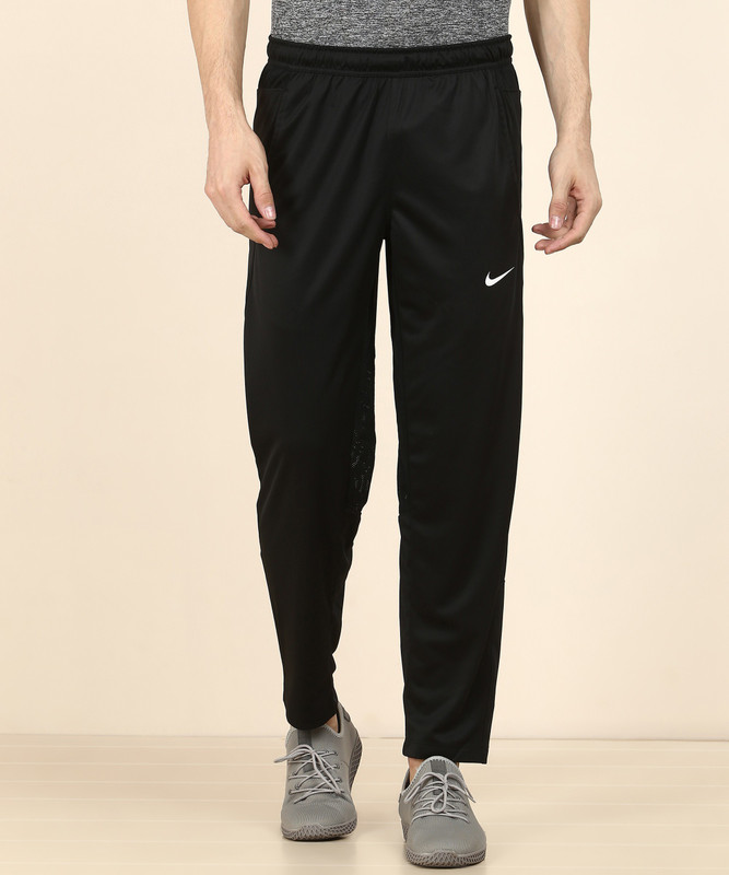 Nike solid men black track pants hot sale