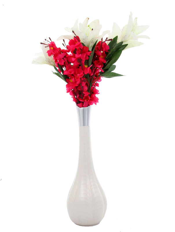brancley decor flower vase Aluminium Vase(20 inch, White)