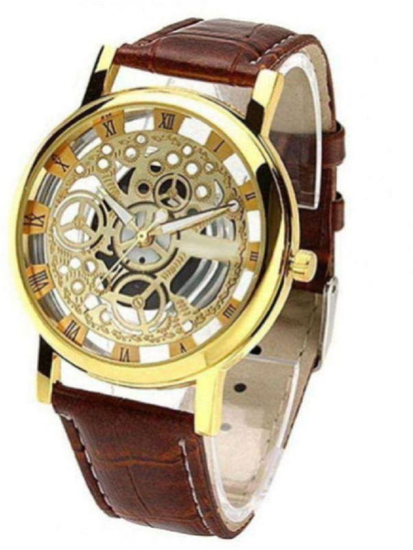unequetrends Transparent-103 Latest Brown Leather Golden Transparent Men's & Women's Watch-103 Analog Watch  - For Men & Women