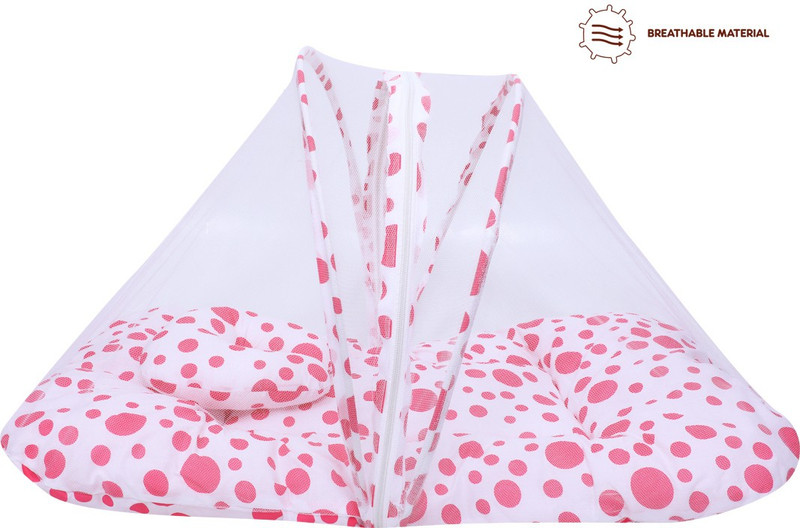 Miss & Chief by Flipkart Baby Mosquito Net With Mattress Polycotton Baby Mattress Circle Print(Fabric, Pink)