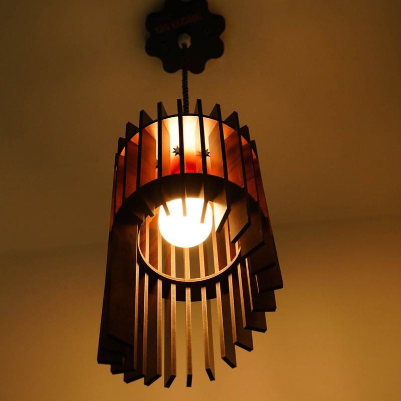 US DZIRE 431 Hanging lamp electric antique Wooden Ceiling Lights(With Gold Bulb)Pendant Lamp shade Night Lamp for Living Room,Bedroom,office,Restaurant,Dining Hall,Home decor Cafe,Modern Kitchen etc Pendant Lamp Ceiling Lamp(Beige, Brown)