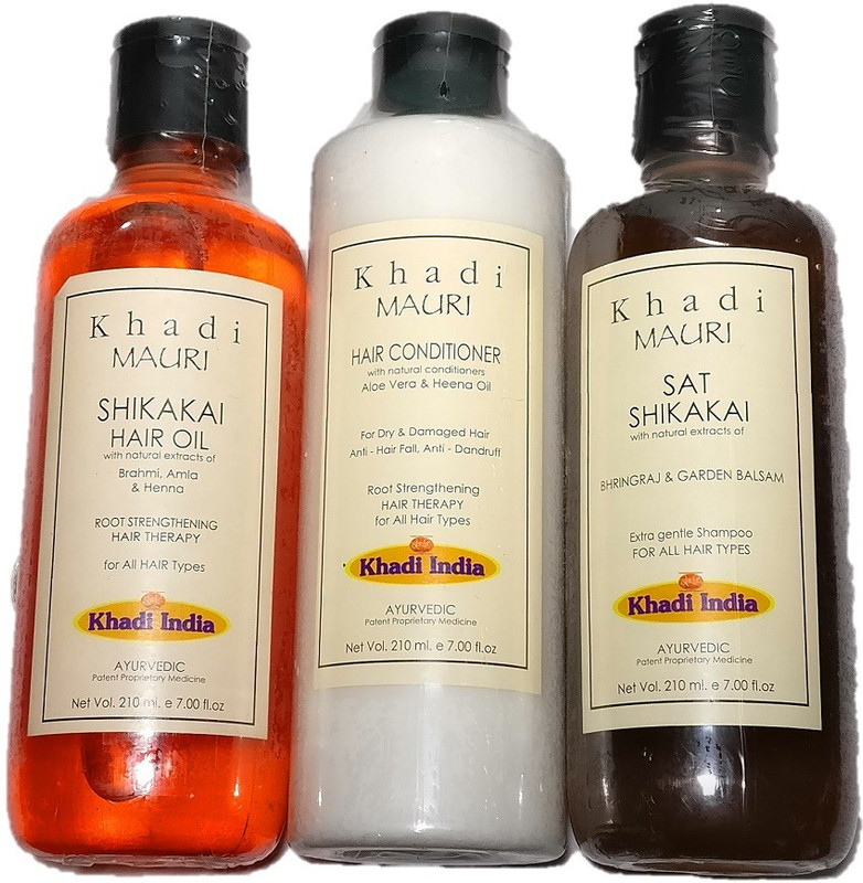 khadi mauri Herbal shikakai organic shampoo 210ml combo with shikakai hair oil(3 Items in the set)