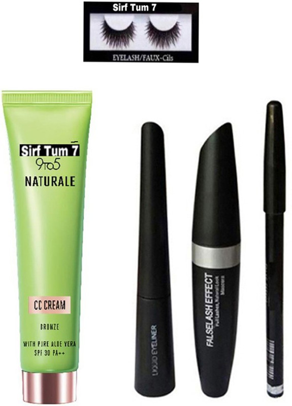 sirf tum 7 sirf tum 7combo eyeliner, mascara, eyebrow pencil, natrul bronze, eyeelash set 5(Set of 1)