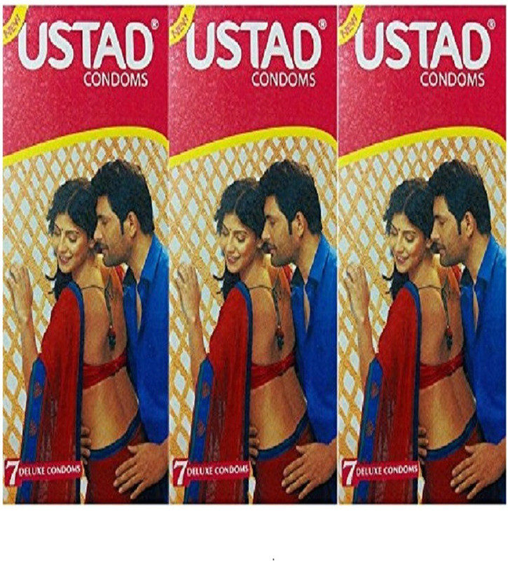 ustad Condoms 21 Pieces Rubber Concealed Condoms (Rosy Pink) Condom(Set of 21, 20S)