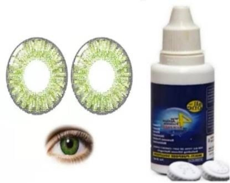 luckshine EYE CONTCT LENS ero power [ Light green ] Cse with solution Monthly Monthly(0, Colored Contact Lenses, Pack of 1)
