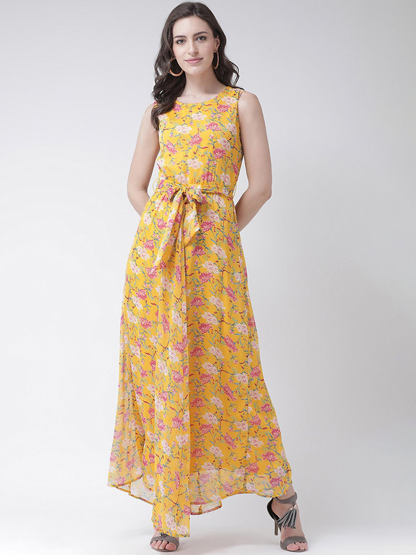 yellow dress fit and flare