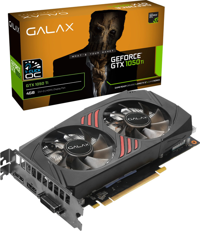 GALAX NVIDIA GeForce GTX 1050 Ti (1-Click OC) 4 GB GDDR5 Graphics Card(Black)
