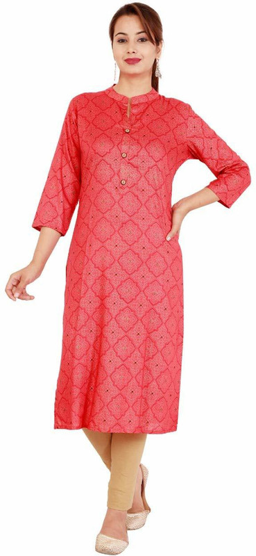 milr creation Casual Self Design Women Kurti(Red)
