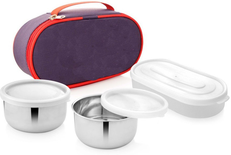 shrikant steel company Soliwear Lunch Box Stainless steel Leak prof 3 Containers Lunch Box(1000 ml)