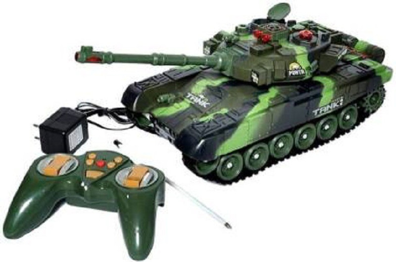 skyler collection Big Size Remote Control Tank - Full Function - Rechargeable - Shooting Mode(Green)