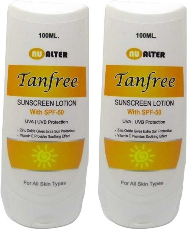 nualter Tanfree Sunscreen Lotion 100*2ml (pack of 2) - SPF 50(200 g)