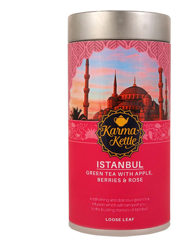 karma kettle Istanbul - Green Tea with Apple, Berries, Rose and Hibiscus Hibiscus, Berry, Apple, Rose Green Tea Tin(75 g)