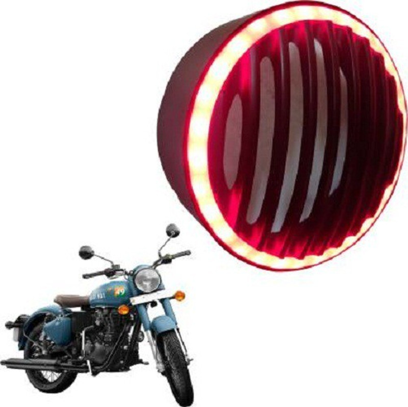 ACCESSOREEZ headlight grill with red led light 1002 Bike Headlight Grill(Black)
