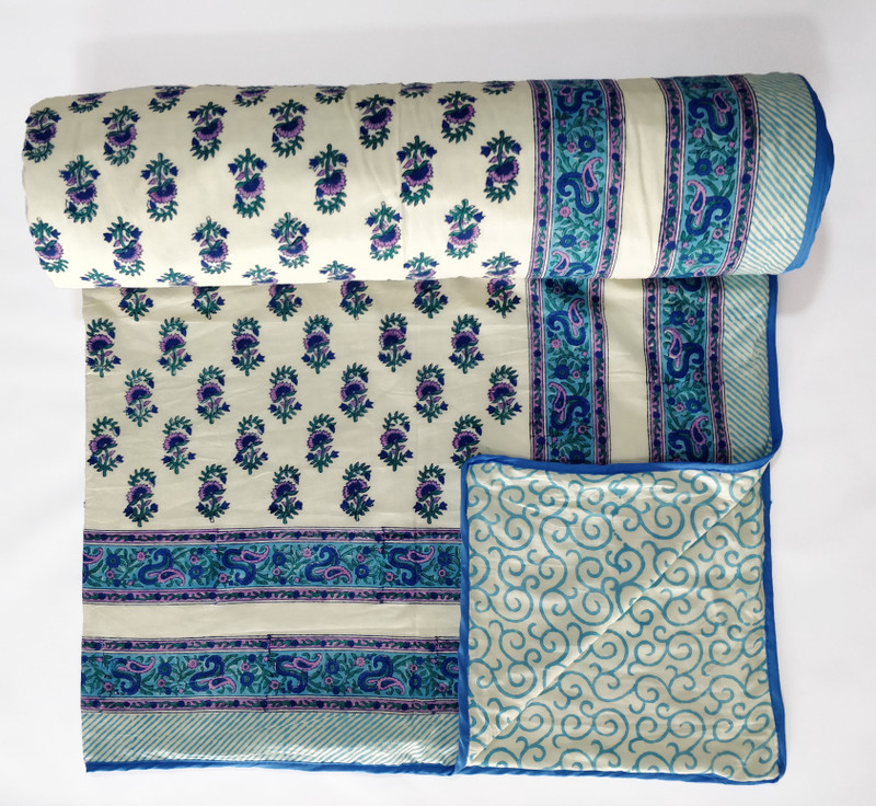 blockofind Motifs Single Dohar(Cotton, Blue)