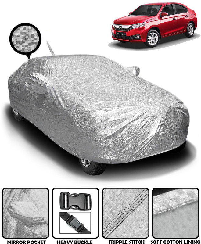 carzex Car Cover For Honda Amaze (With Mirror Pockets)(Silver, For 2019, 2018 Models)