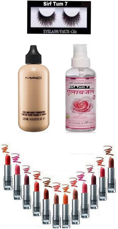 sirf tum 7 combo 12 pcs matte lipstick,face and body ,gulabgel,eyelash set 15(15 Items in the set)
