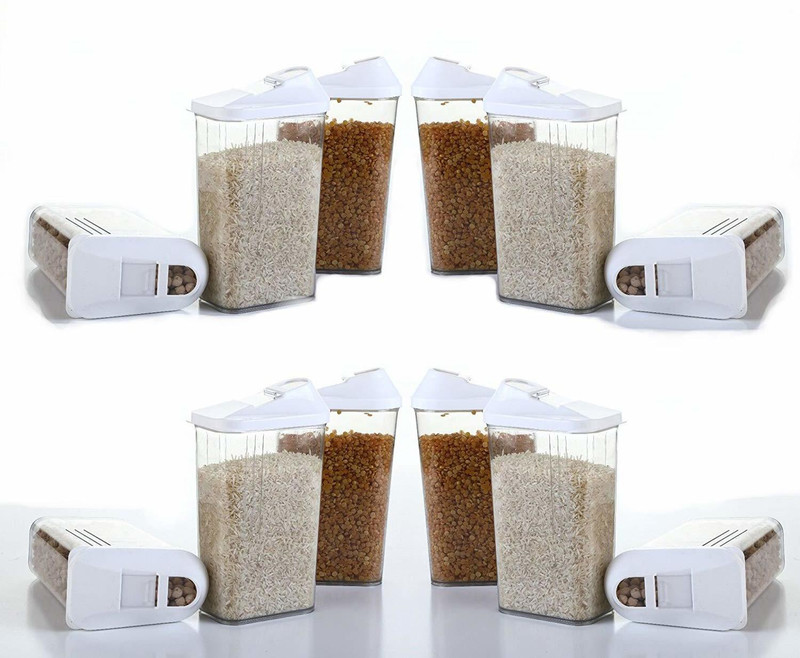 beezy ABS easy flow container set of 12 piece (1100ml)  - 1000 ml Plastic Grocery Container(Pack of 12, White)
