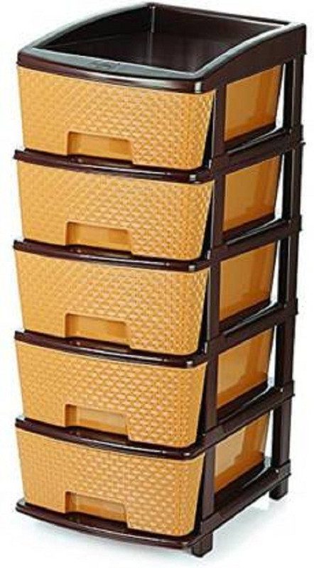 aufers 5 Compartments plastic desk organiser(Brown)