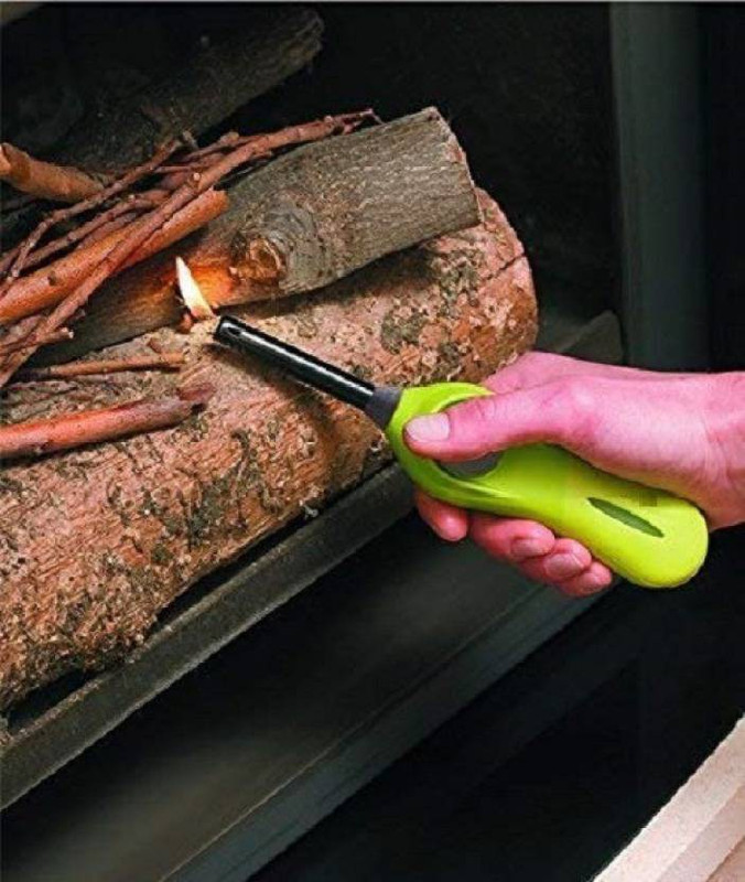 fashionhike Refillable and Adjustable Flame Multi Function Kitchen BBQ Gas Lighter,Gas Lighter for Kitchen Stove,Plastic and Stainless Steel Adjustable Flame Gas Lighter(Pack of 1) Plastic Gas Lighter(Green, Pack of 1)