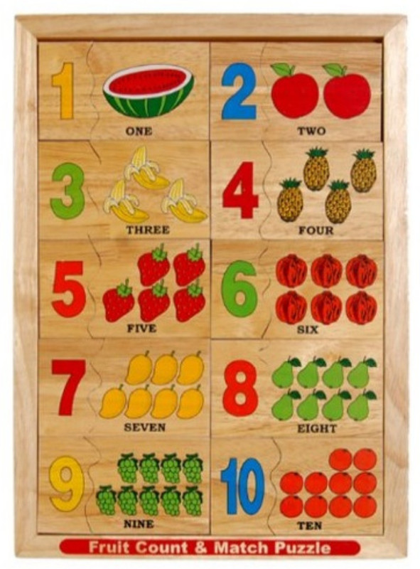wish it Fruit count numerical match puzzles Wooden Set(1-10)(Multicolor)