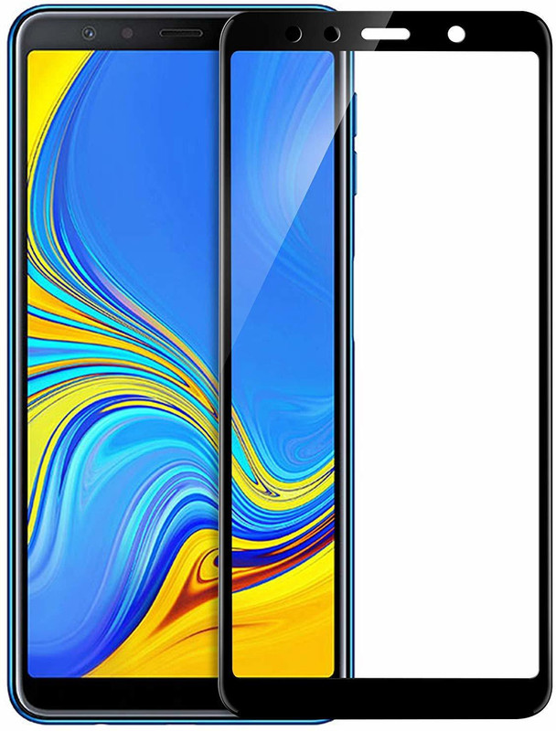 istambh Tempered Glass Guard for Istambh Tempered glass screen protector for Samsung Galaxy A7 2018 (Black) Edge to Edge Full Screen Coverage With Installation Kit.(Pack of 1)