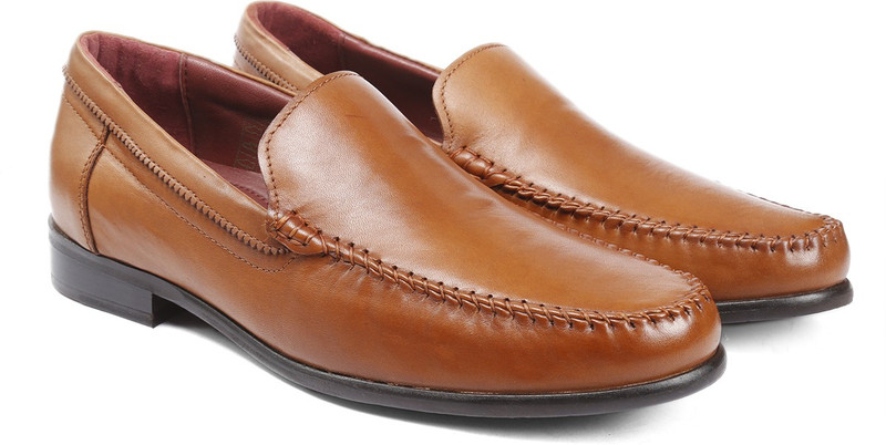 mens tan leather slip on shoes