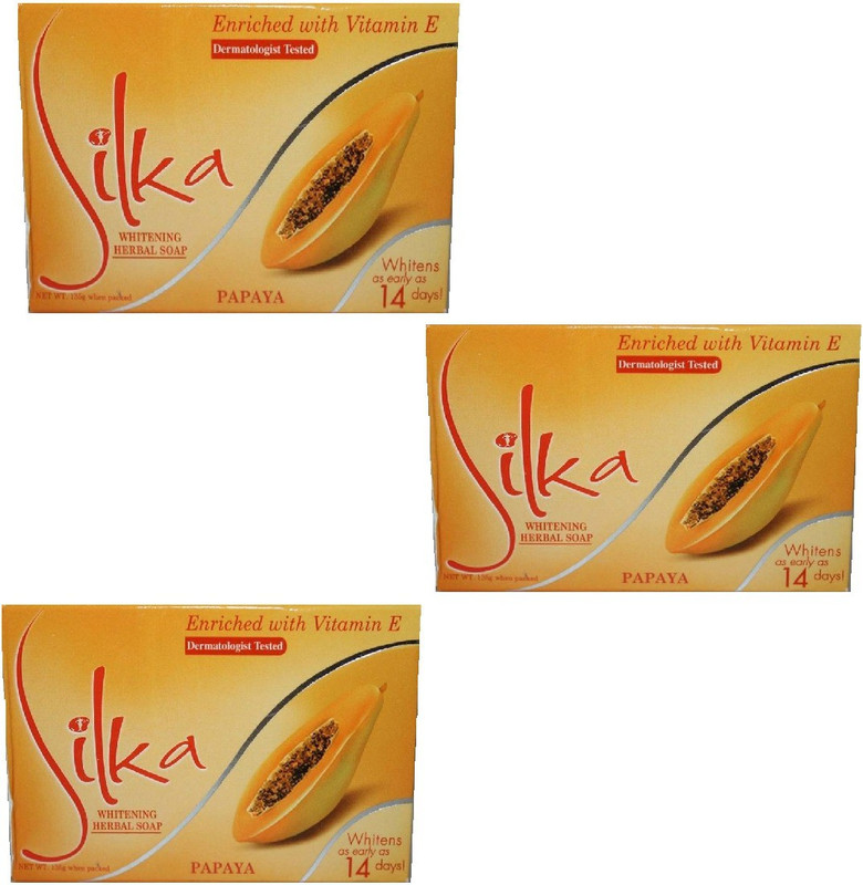 Silka Papaya Extract Soap For Dark Scars Removal Skin Made In Philippines(3 x 45 g)