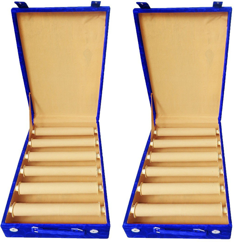 phoenixfaso bangle box bangle storage box velvet plain jewellery box set of 2 vanity box Vanity Box(Blue)