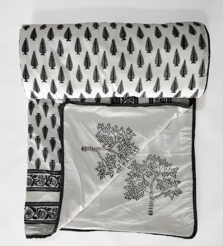blockofind Motifs Double Dohar(Cotton, Grey)