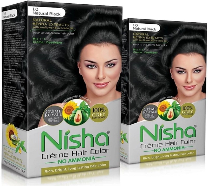 Nisha Hair Colour No Ammonia Formula Hair Color 60gm  60ml Black Shade  10 Pack of 2   Amazonin Beauty
