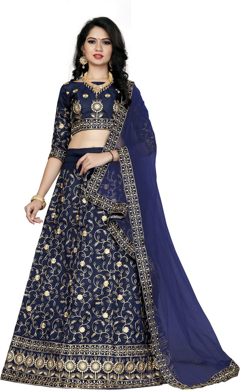 kanabar Embroidered Semi Stitched Lehenga, Choli and Dupatta Set(Multicolor)