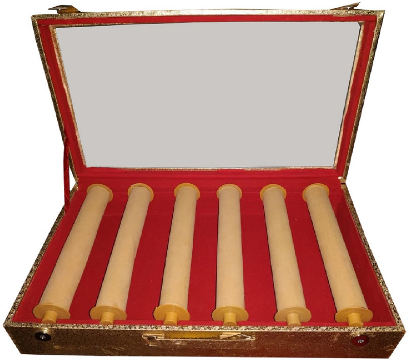 phoenixfaso 6 roll rod velvet plastic bangle box vanity box Vanity Box(Gold)