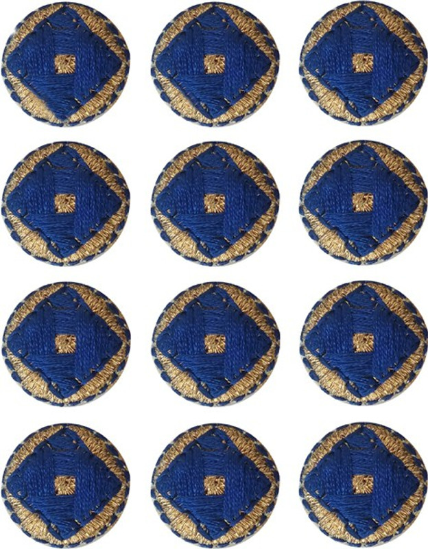tripti products fabric embroidered mould royalblue buttons Fabric Buttons(Pack of 12)
