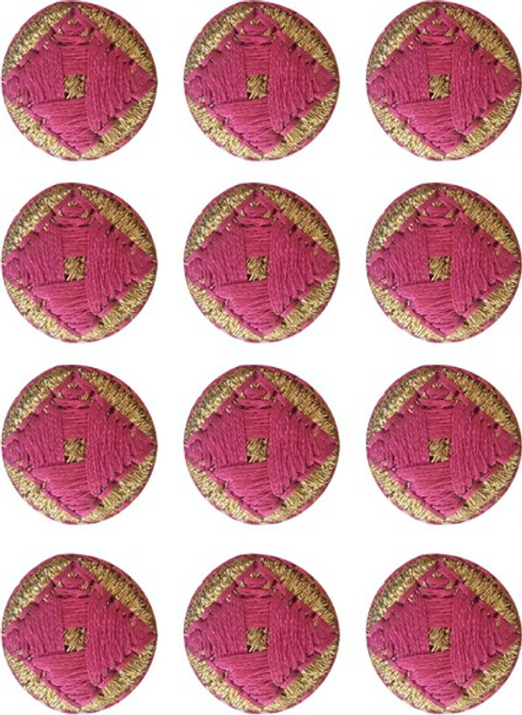 tripti products fabric embroidered mould pink buttons Fabric Buttons(Pack of 12)