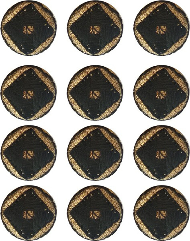 tripti products fabric embroidered mould black buttons Fabric Buttons(Pack of 12)