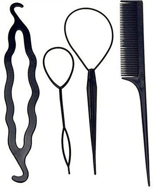 shinevo Magic Topsy Tail Hair Braid Ponytail Maker Hairpin Clip Comb Hair Claw, Hair Clip, Bun Clip, Head Band, Hair Accessory Set, hair combo(Black)