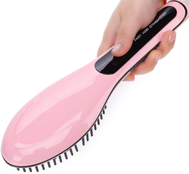 zexmon Fast Hot Hair Straightener Comb Brush LCD Screen Flat Iron Styling fast-1 Hair Straightener Brush(Pink, Black, Red)