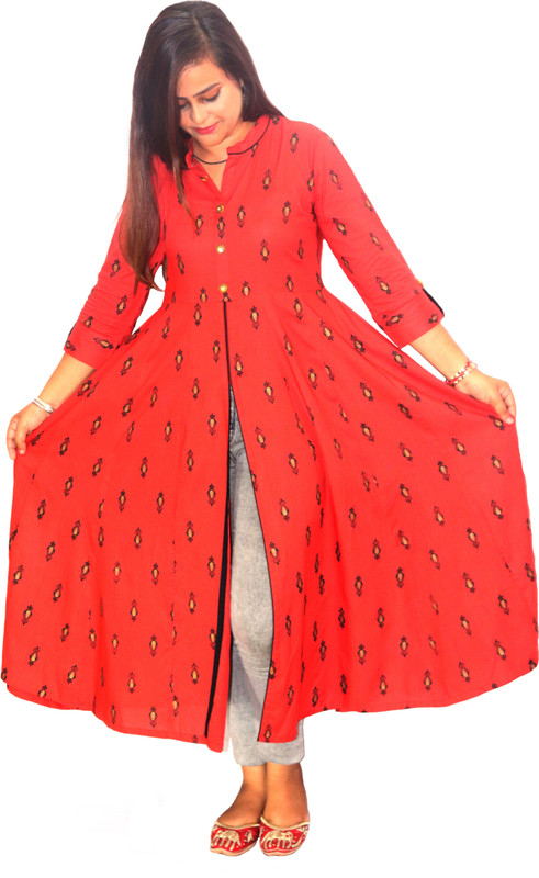 desi modern Festive & Party Printed Women Kurti(Red)