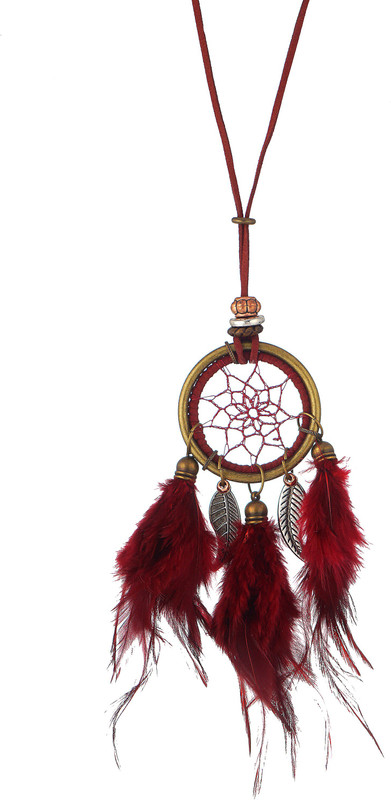aksma RED DREAM CATCHER Leather Necklace