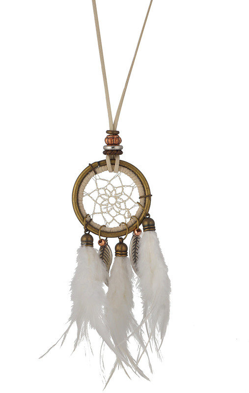 aksma DREAM CATCHER WHITE Leather Necklace