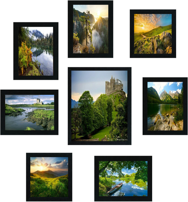 photoframe Wood, Glass Photo Frame(Black, 8 Photos)