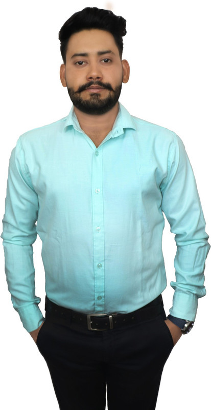 anaya Men Solid Casual Blue Shirt