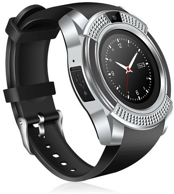jerk V8 SILVR WEARABLE SMARTWATCH SILVR Smartwatch(Silver Strap FREE SIZE)