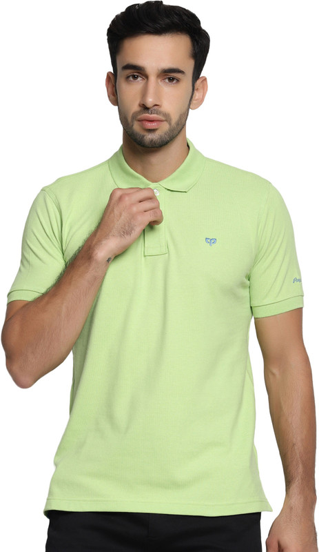 peeppal Solid Men Polo Neck Light Green T-Shirt